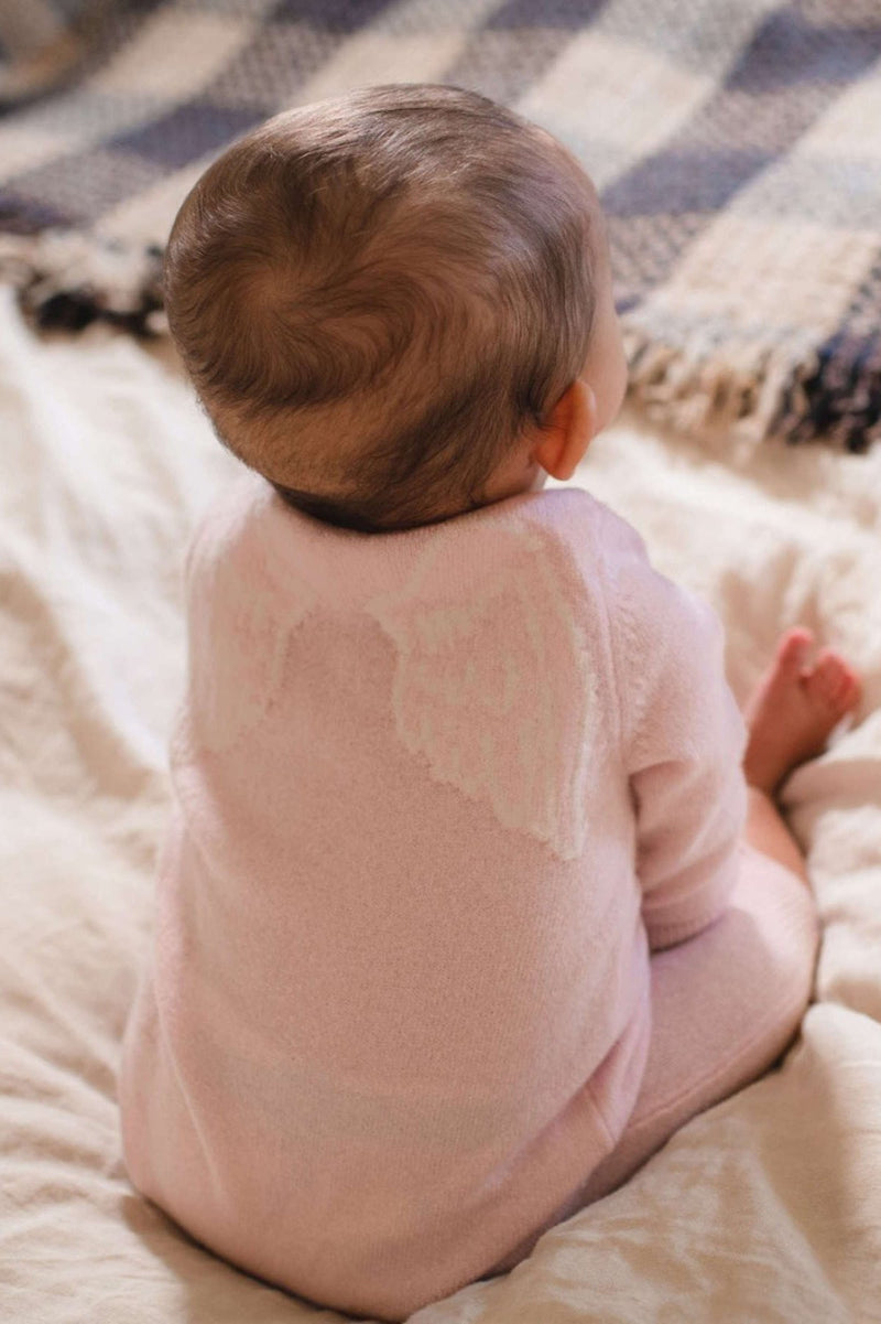 MIKA & MILO Baby Angel Onesie | Blush - - organic cotton cashmere
