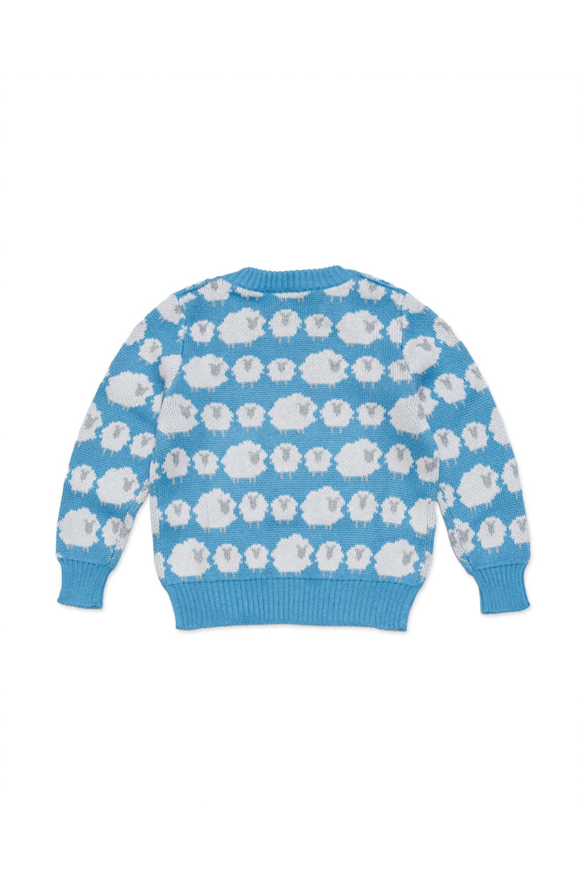 Back view of the Flock of Sheep Jumper in Iceland blue