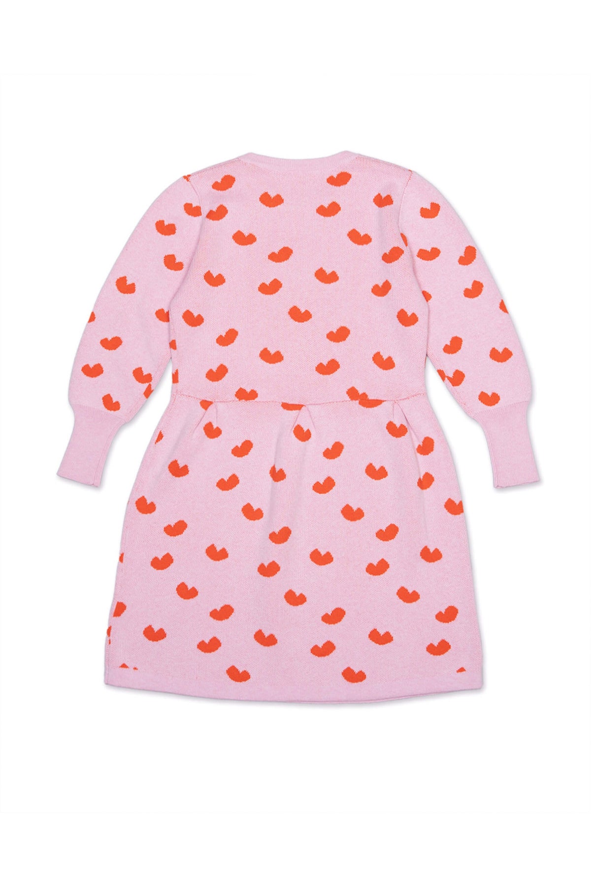 Back view of the Love Hearts Dress in bubble gum pink