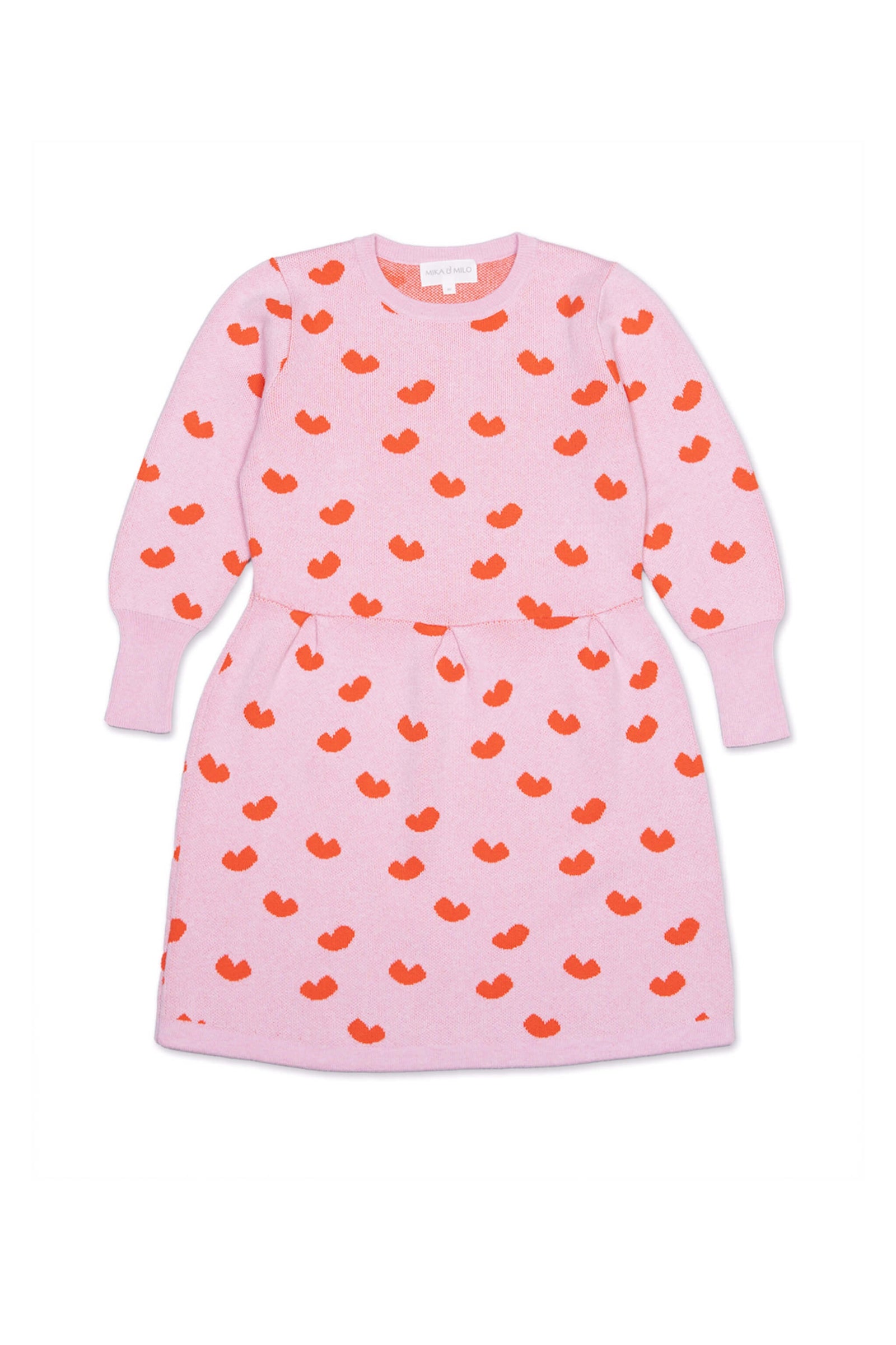 Girl wearing the MIKA & MILO Love Hearts Dress in bubble gum pink