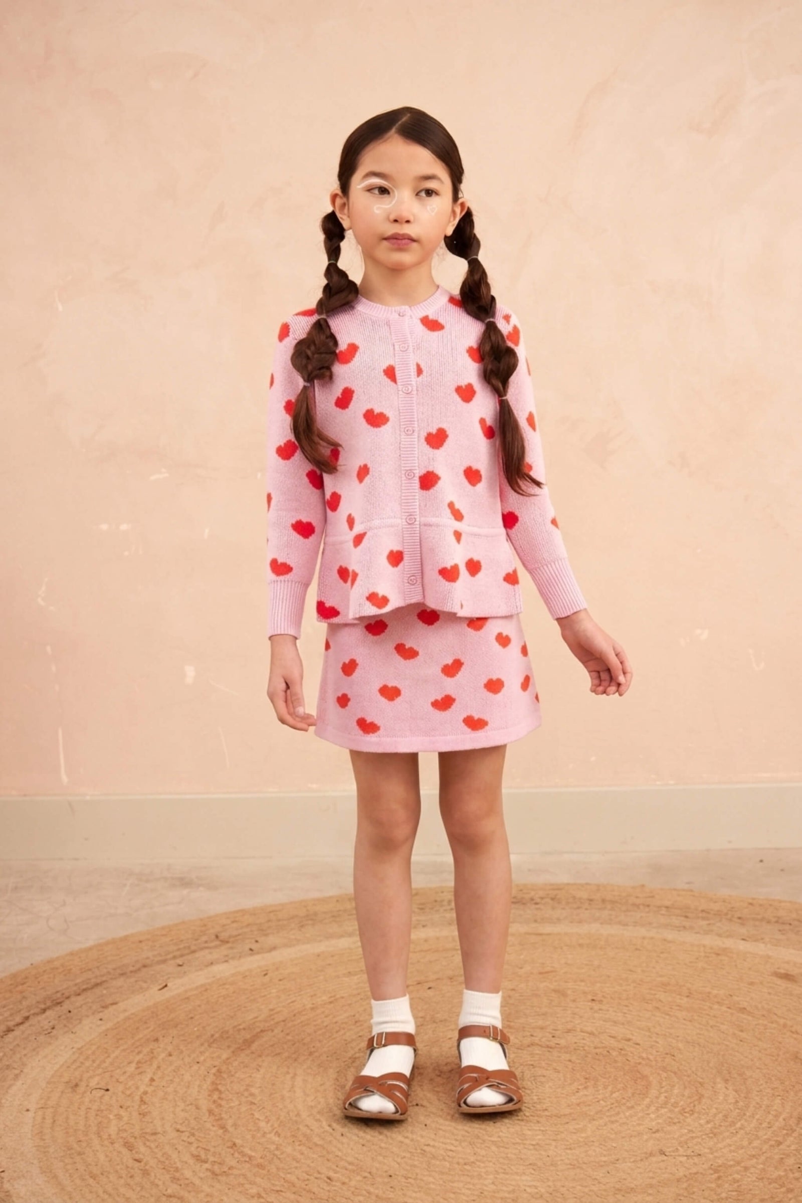 Love Hearts Peplum Cardigan | Bubble Gum