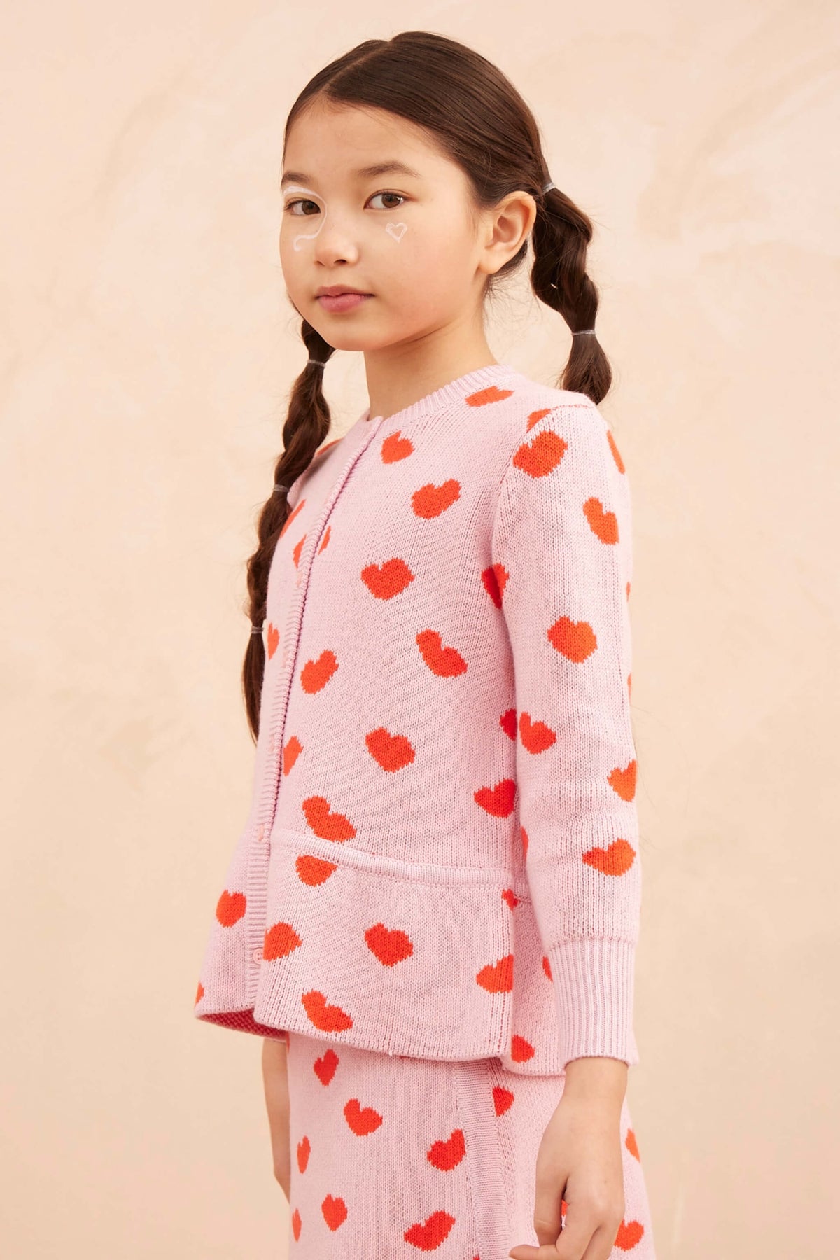 Love Hearts Peplum Cardigan | Bubble Gum — image 7 of 7
