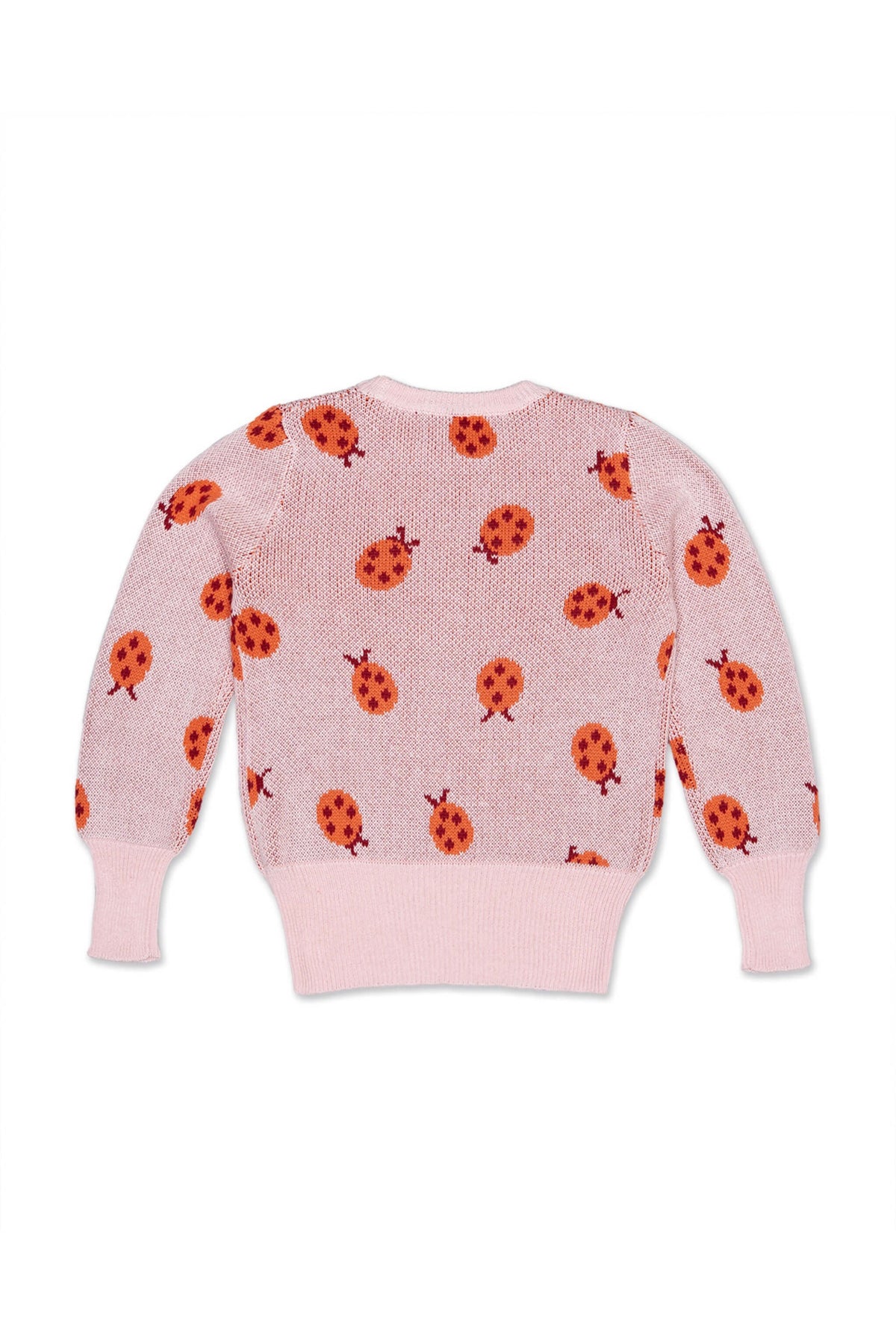 Back view of the Ladybird Jumper in rose pink