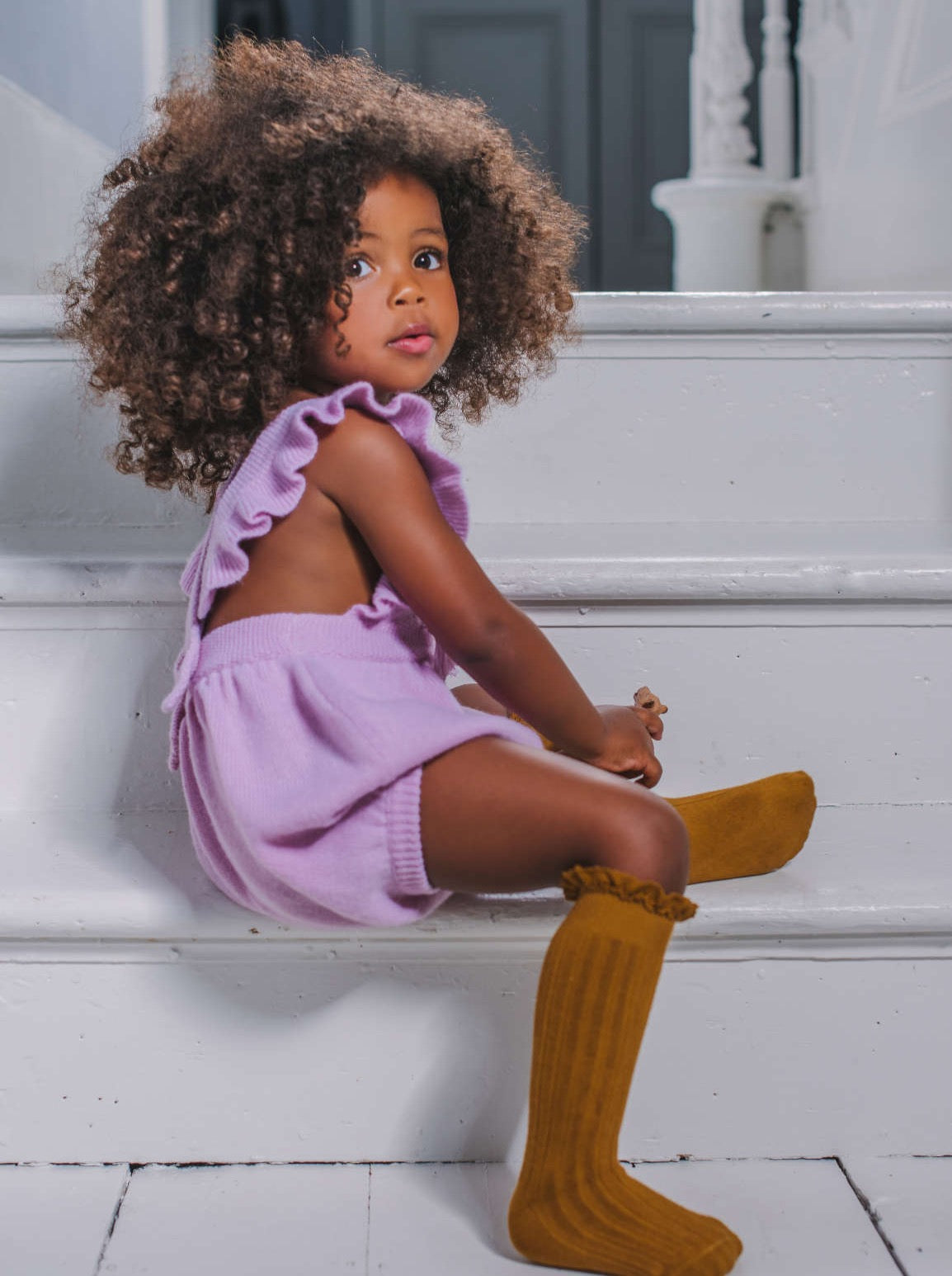 MIKA & MILO Ruffled Romper| 100% cashmere - - organic cotton cashmere