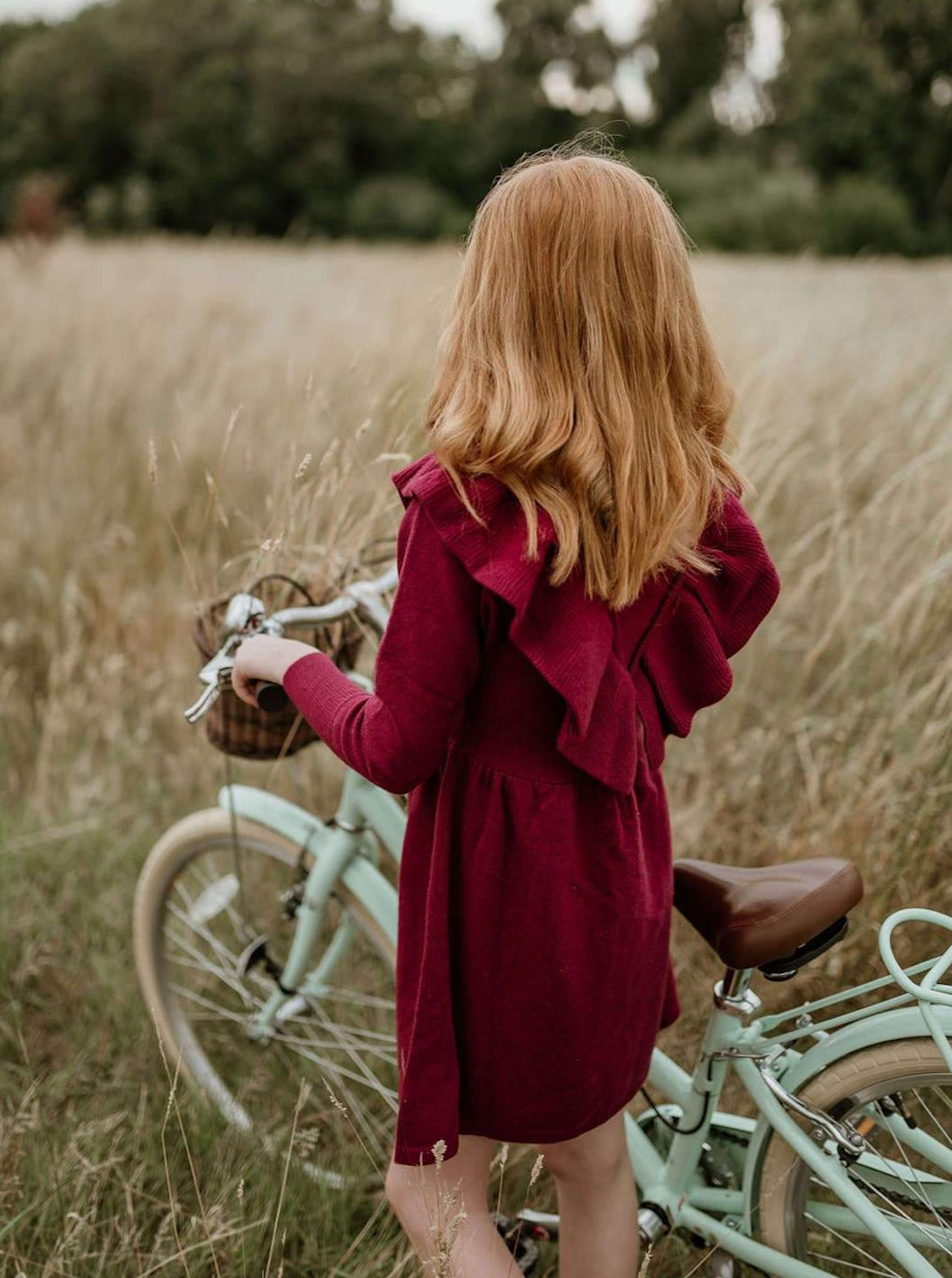 MIKA & MILO Ruffled V Dress | 100% cashmere - - organic cotton cashmere