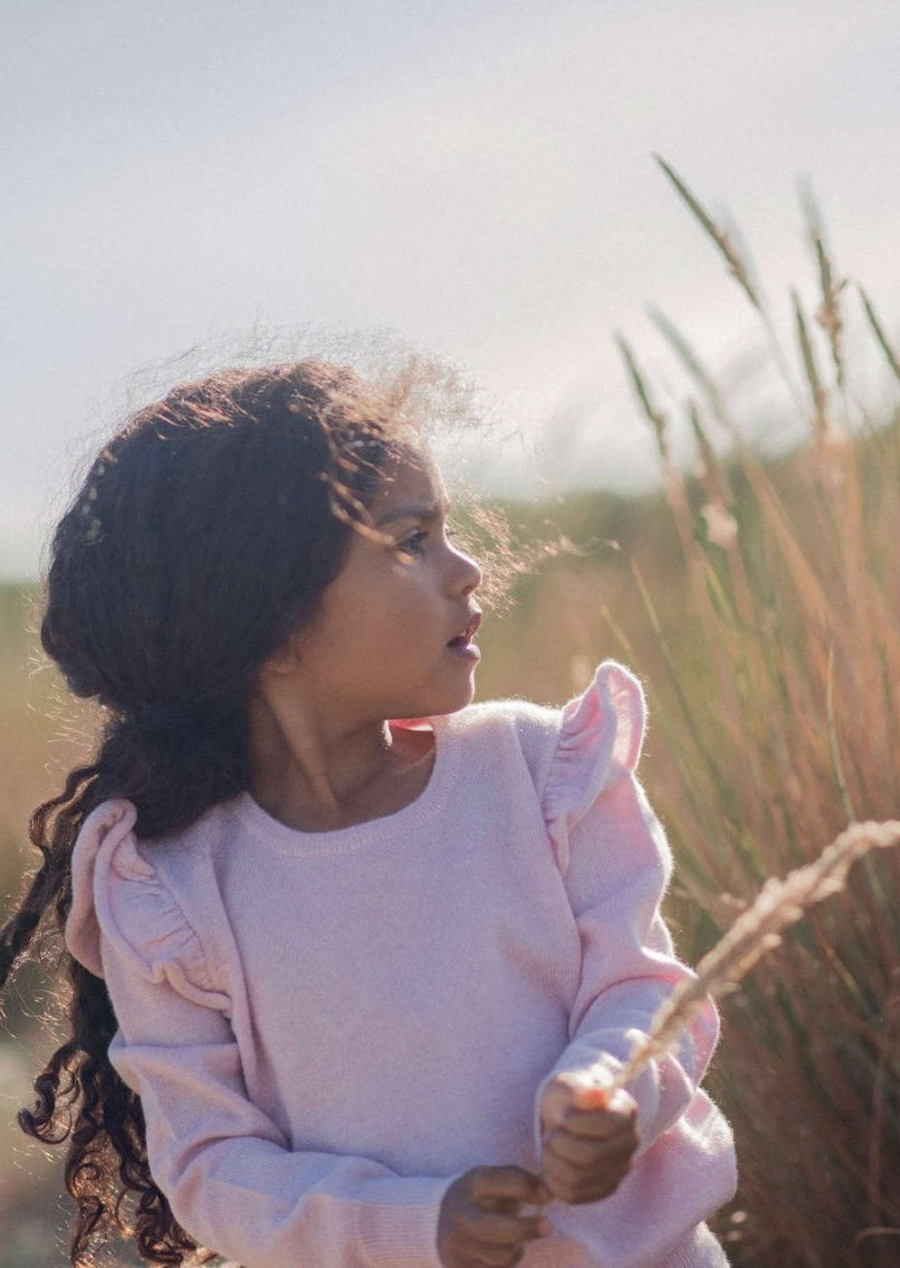 MIKA & MILO Delicate Frilled Jumper | 100% cashmere - - organic cotton cashmere