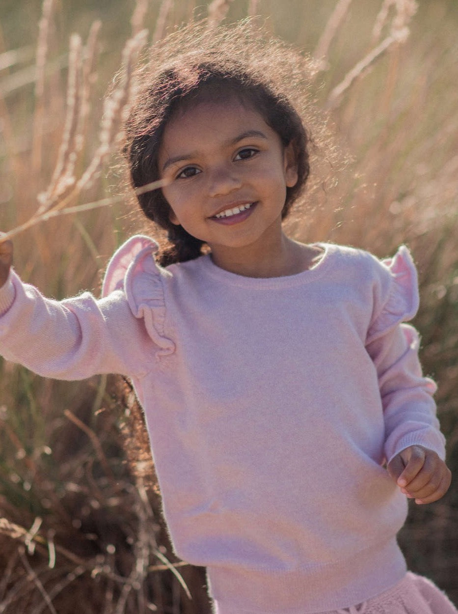 MIKA & MILO Delicate Frilled Jumper | 100% cashmere - - organic cotton cashmere